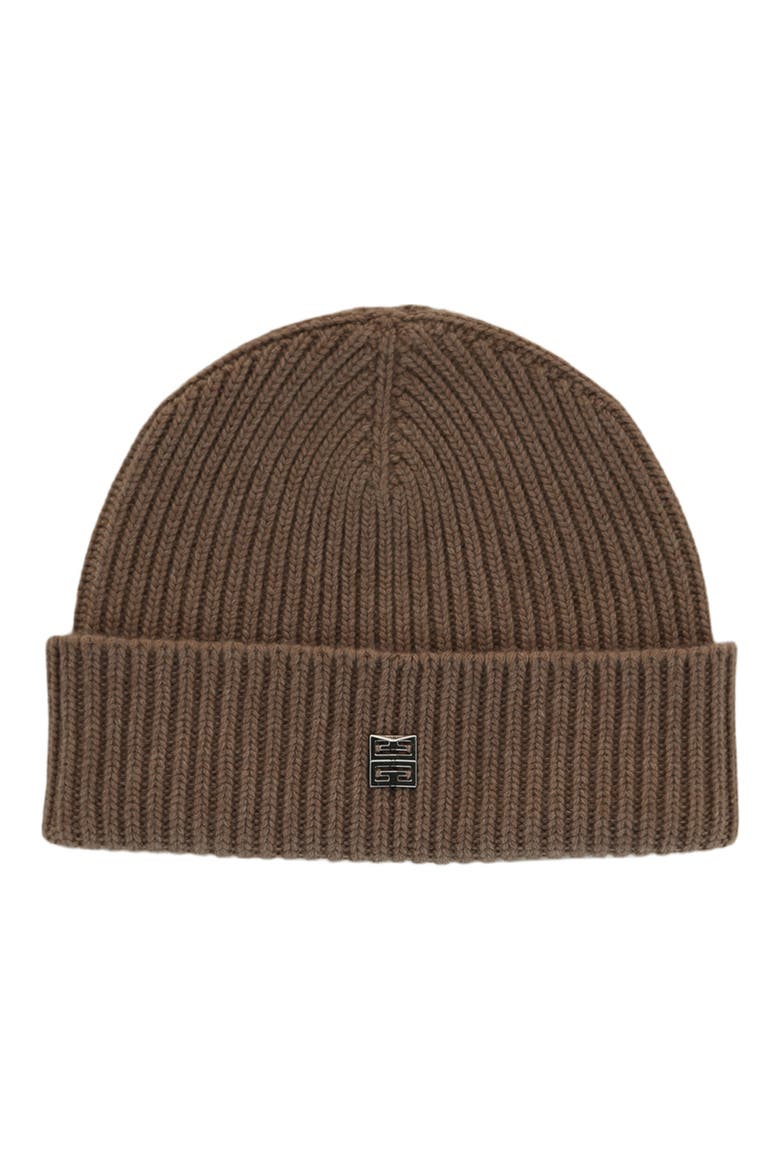 4G Logo Wool & Cashmere Beanie, Main, color, DARK BEIGE