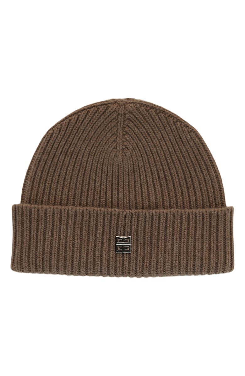 Givenchy 4G Logo Wool & Cashmere Beanie, Main, color, Dark Beige