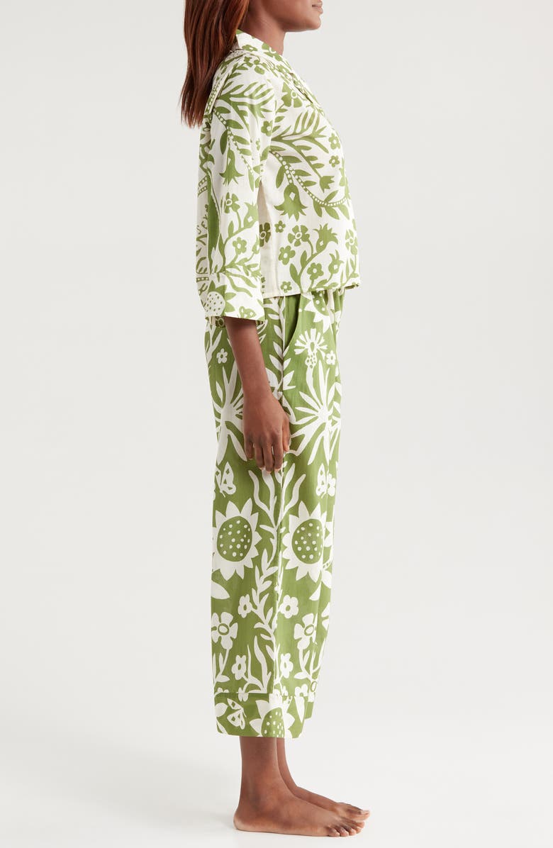 Desmond & Dempsey Print Boxy Wide Leg Cotton Pajamas, Alternate, color,