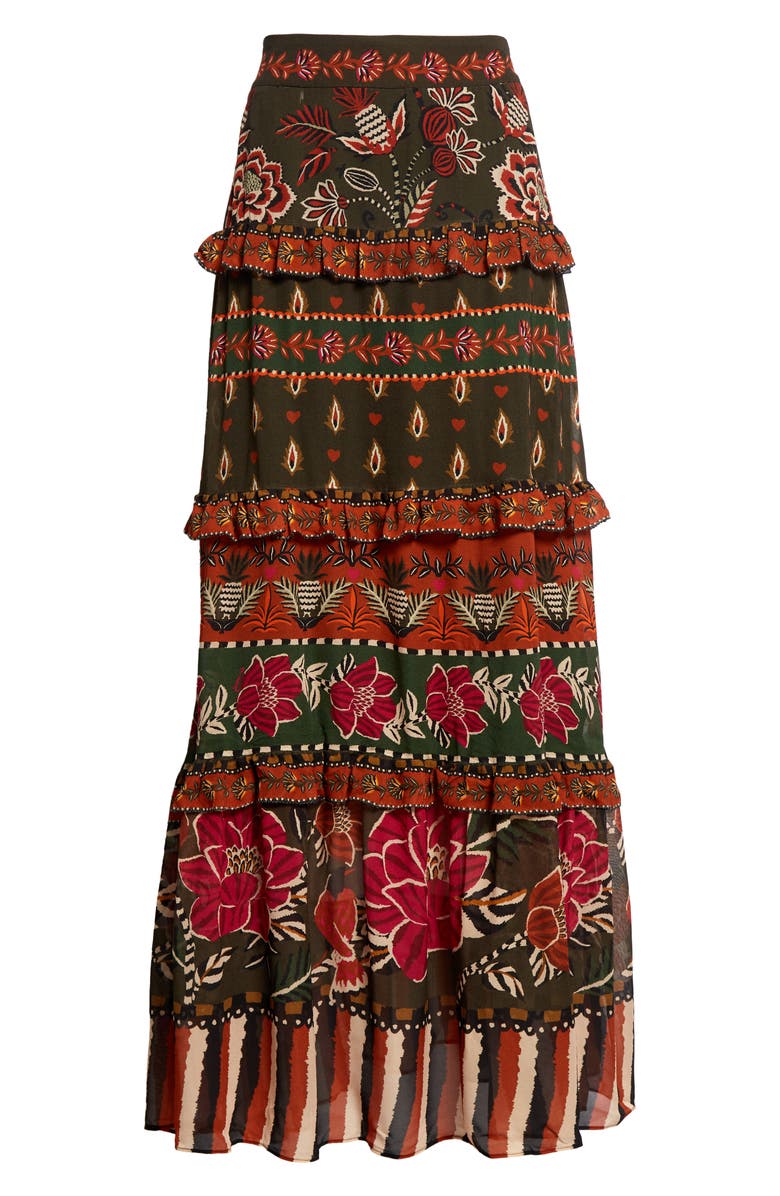 FARM Rio Anika Floral Garden Mixed Print Maxi Skirt, Alternate, color, 