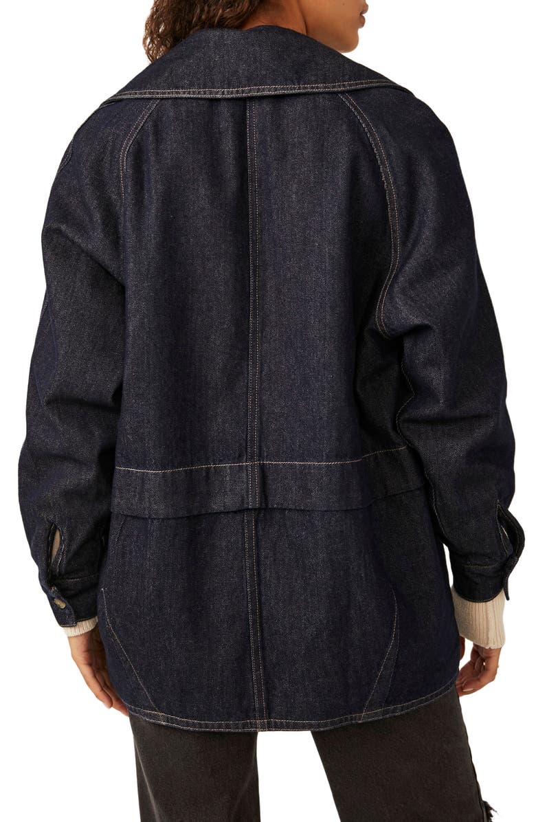 Free People Denim Car Coat, Alternate, color, 