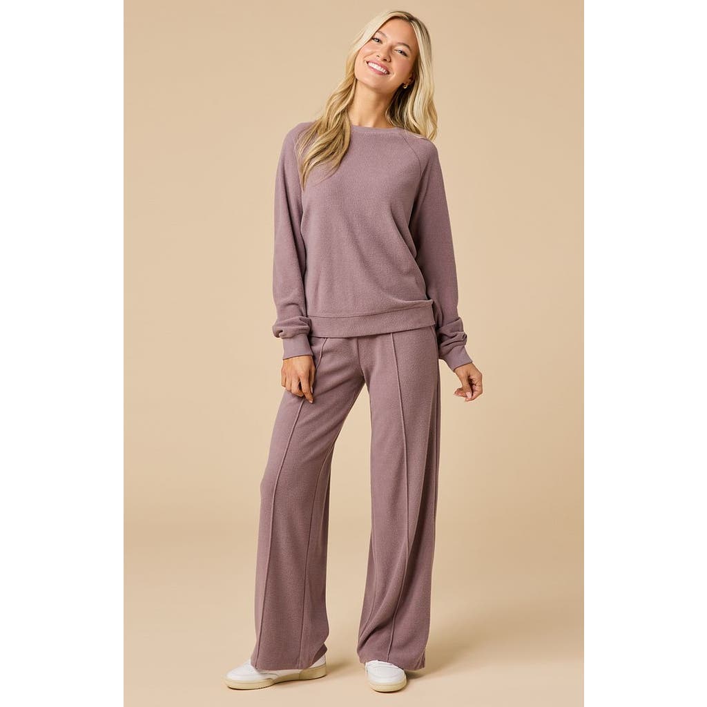 Softies Vintage Velvet Crewneck With Pintuck Pant In Purple