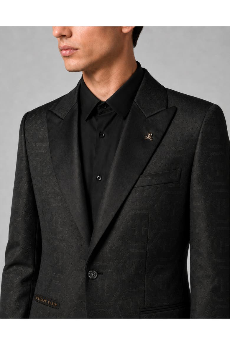 Jacquard Blazer Regular Fit Monogram Men, Alternate, color, black