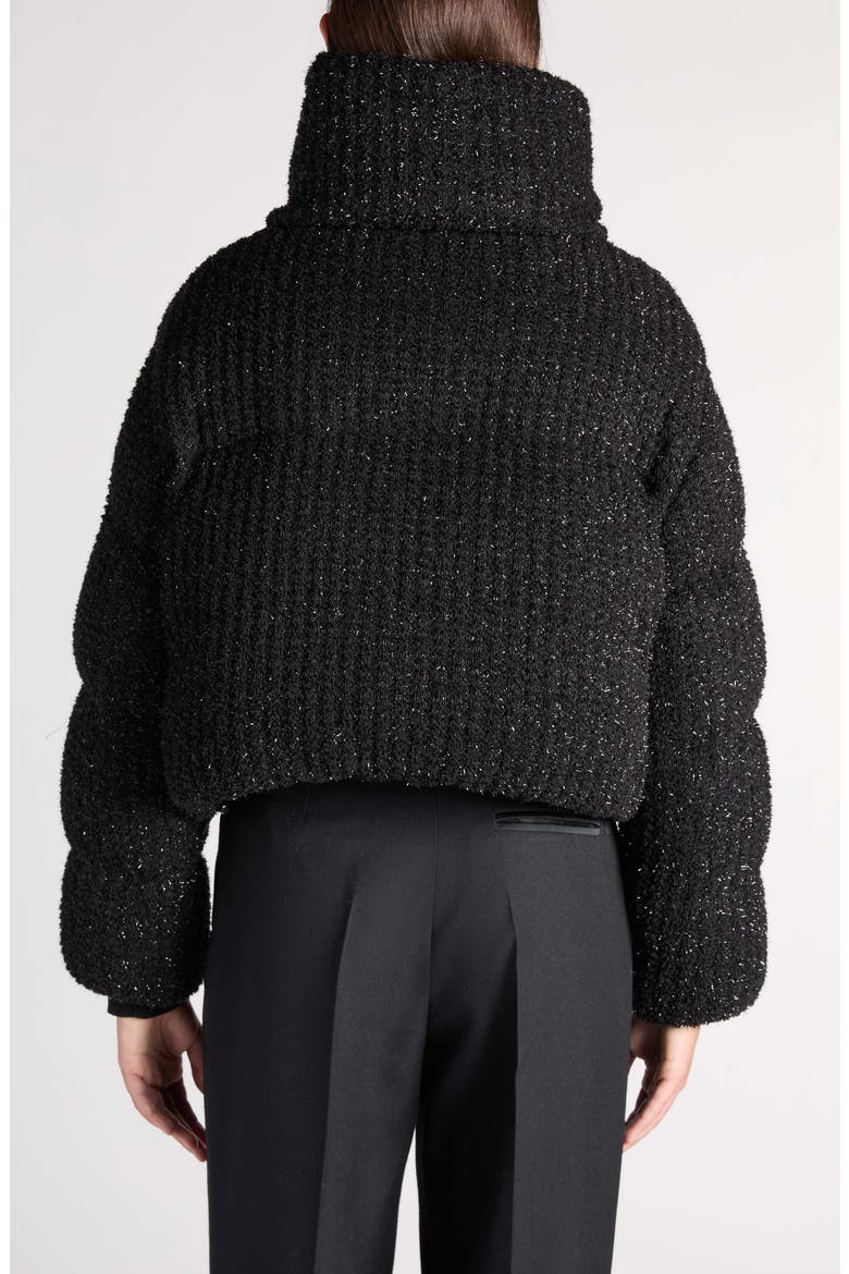 Almee Metallic Tweed Puffer Jacket, Alternate, color, BLACK