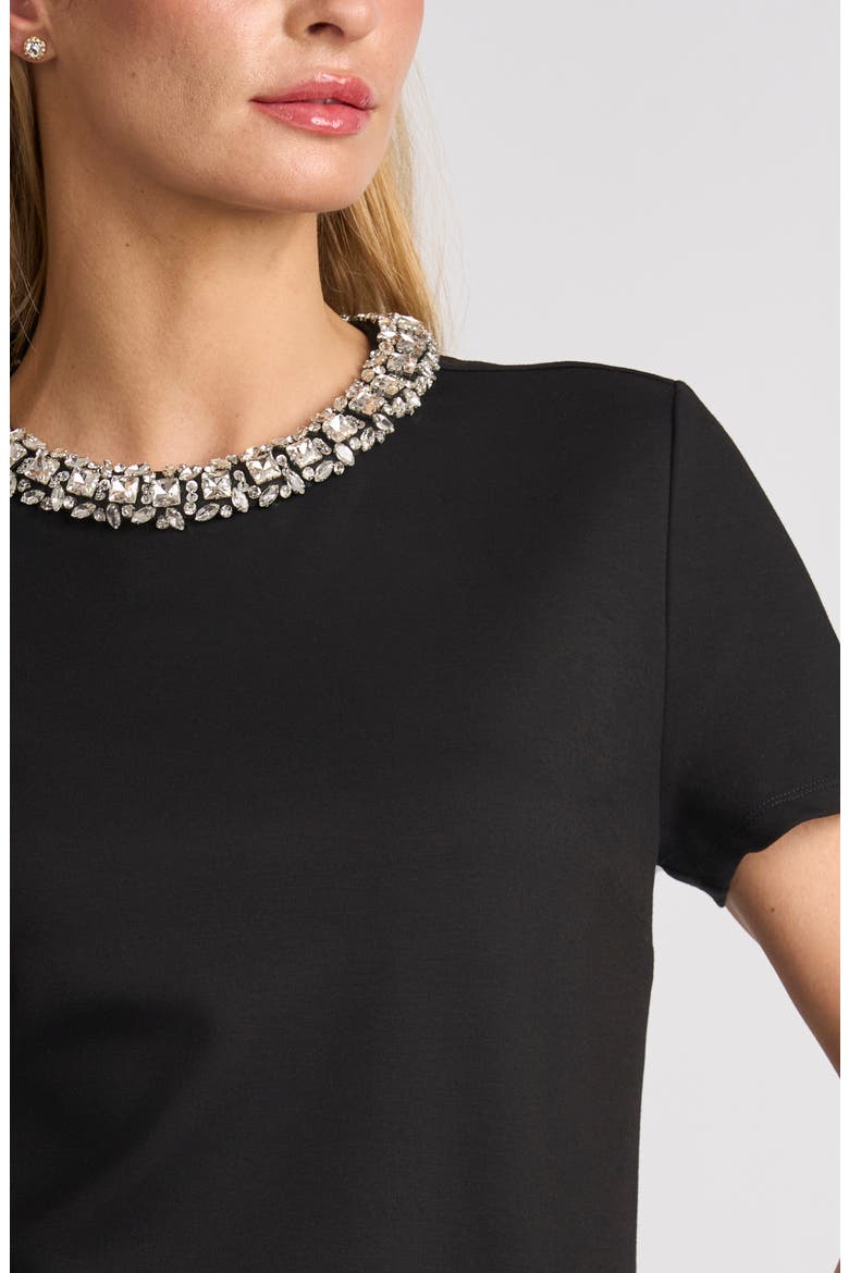 Idris Crystal Collar Tee, Alternate, color, RICH BLACK