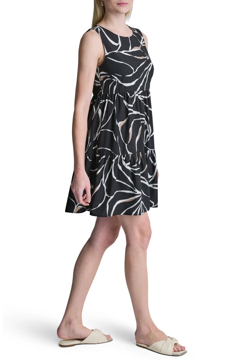 Commuter Sleeveless Swing Minidress, Alternate, color, BLACK/ IVORY