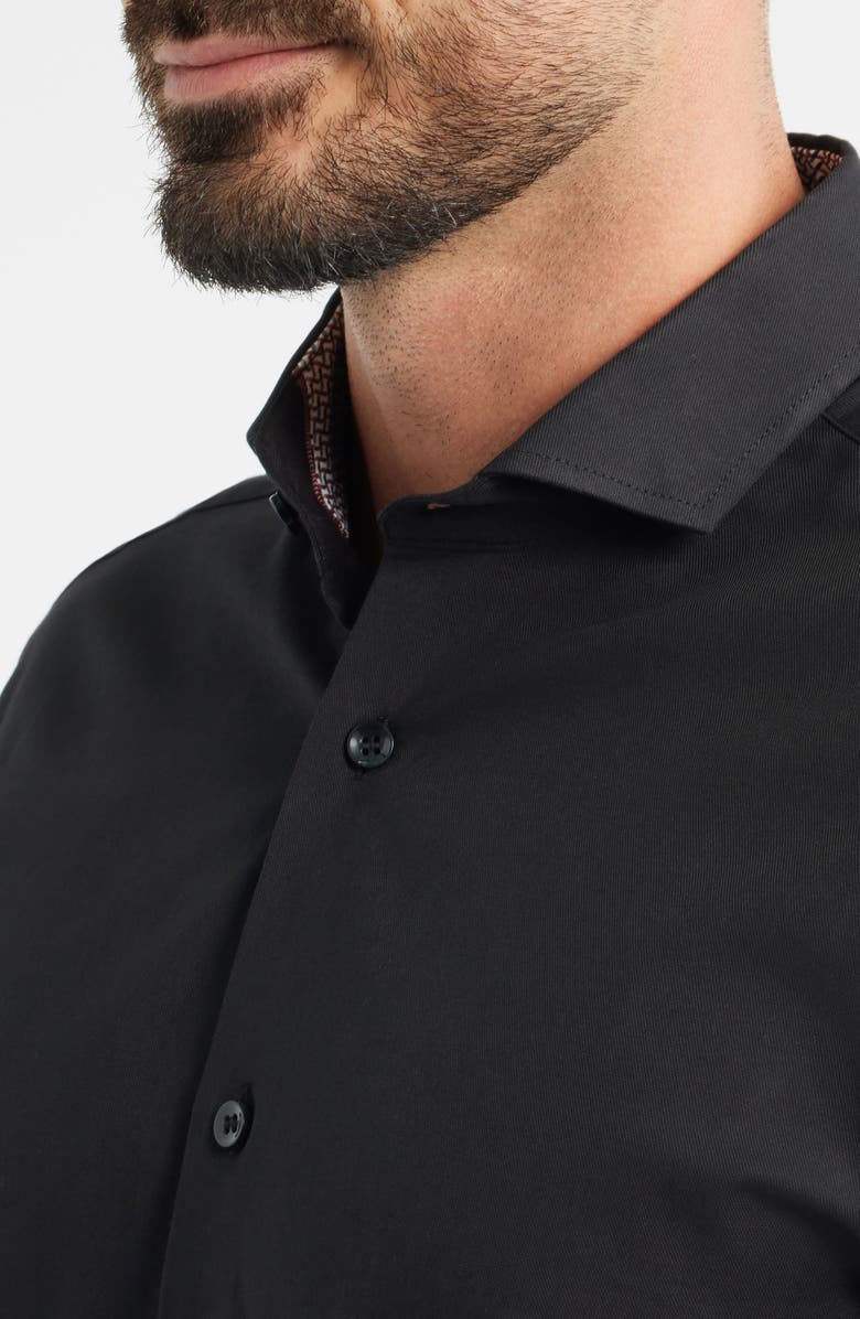 Stone Rose Nova Legacy Solid Black Stretch Cotton Blend Button-Up Shirt, Alternate, color, Black