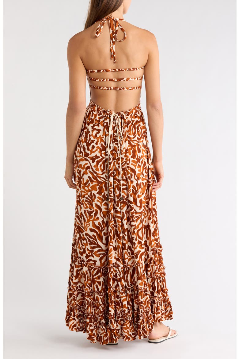 Strappy Smocked Maxi Dress, Alternate, color, CAYENNE CORALI