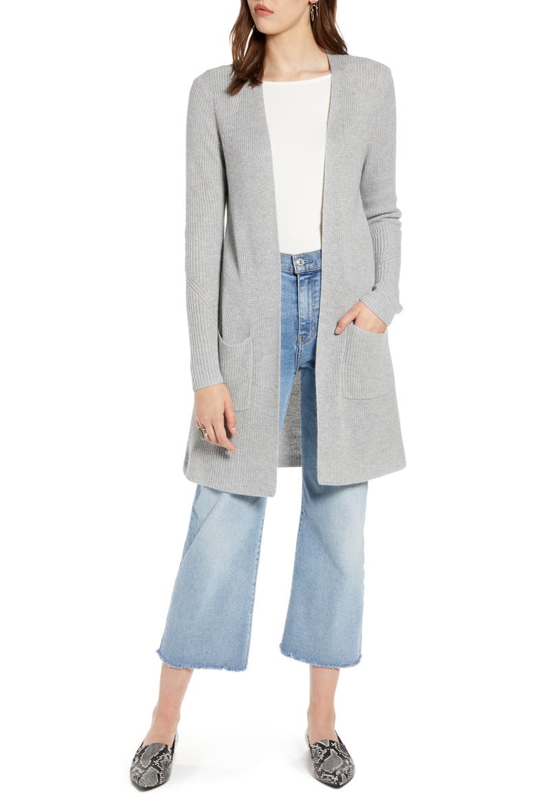 RIBBED OPEN CARDIGAN, Main, color, GREY HEATHER