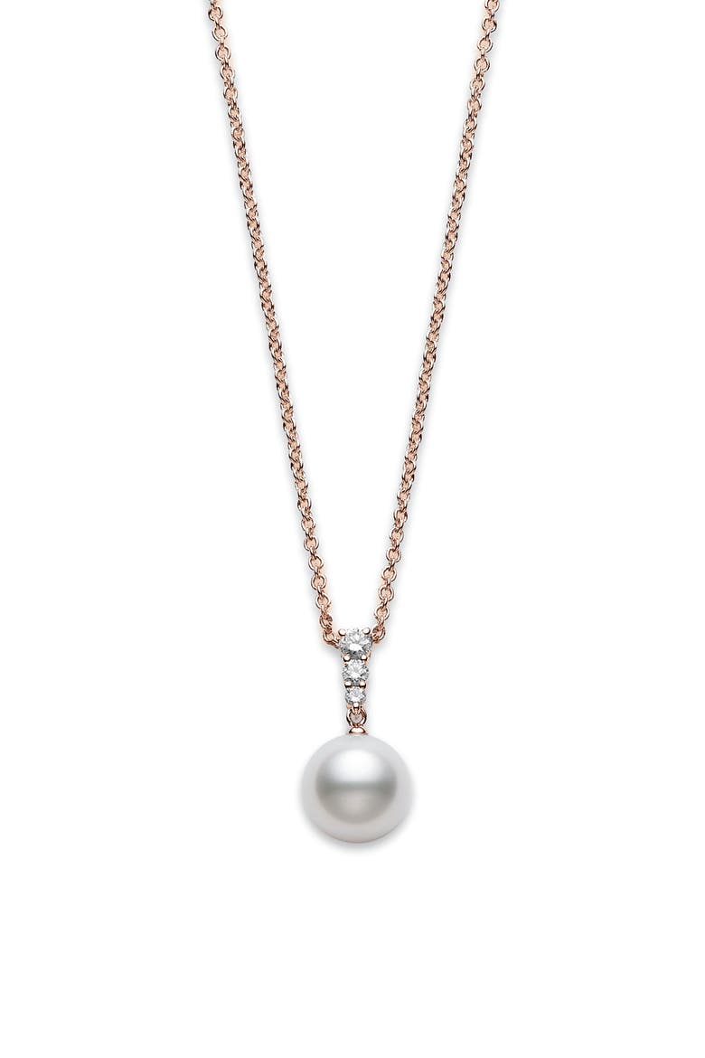 Morning Dew Diamond & Pearl Necklace, Main, color, ROSE GOLD