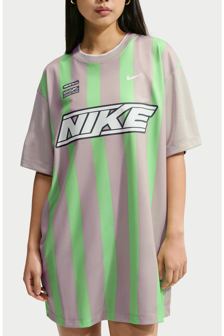 Sporty T-Shirt Dress, Alternate, color, CREAM II/ ILLUSION GREEN