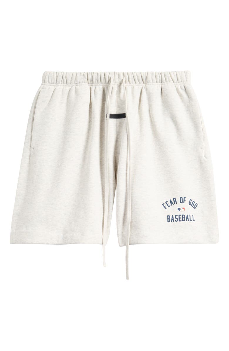 Fear of God Essentials MLB Classic Fit Cotton Graphic Sweat Shorts, Alternate, color, Light Heather