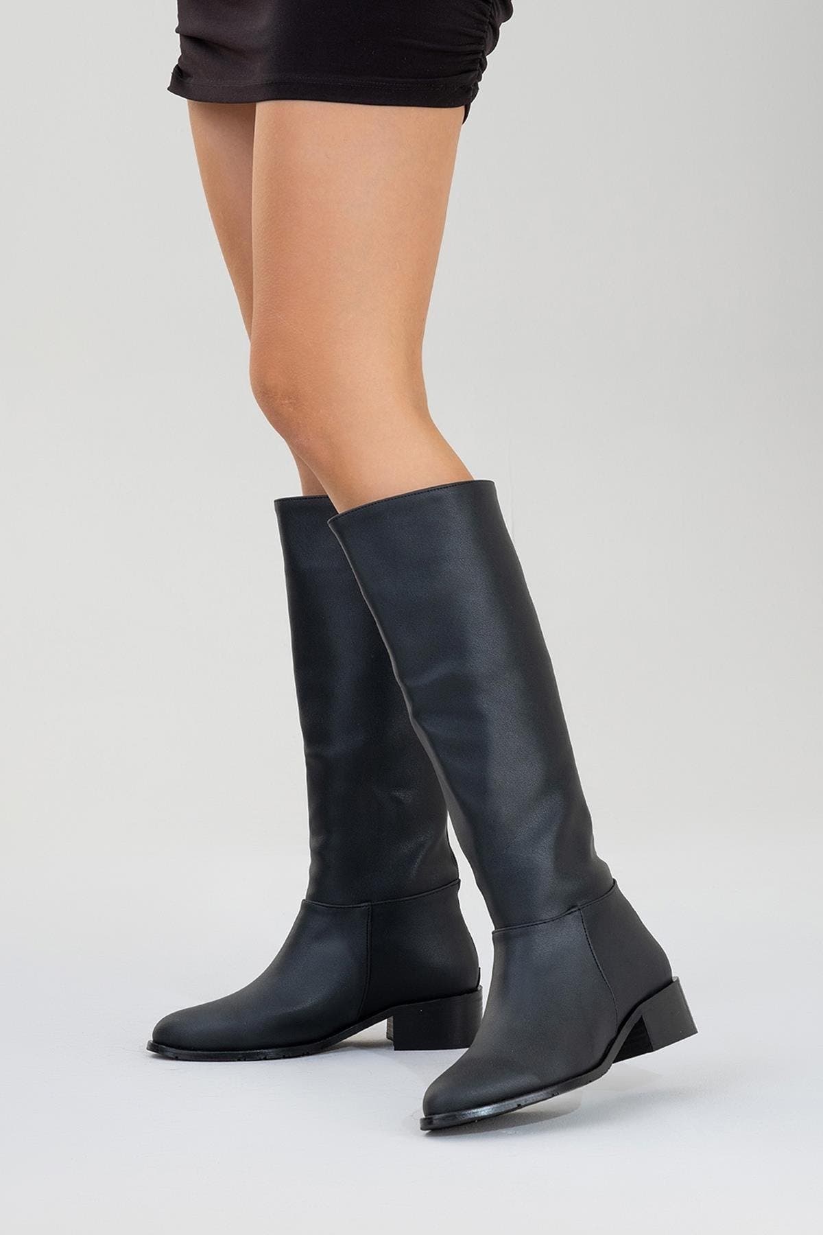 Prologue Shoes Svetlo Back Zip Knee High Boot, Alternate, color, Black Faux Leather