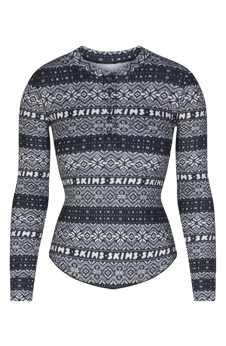 SKIMS Logo Plush Pointelle Henley, Alternate, color,