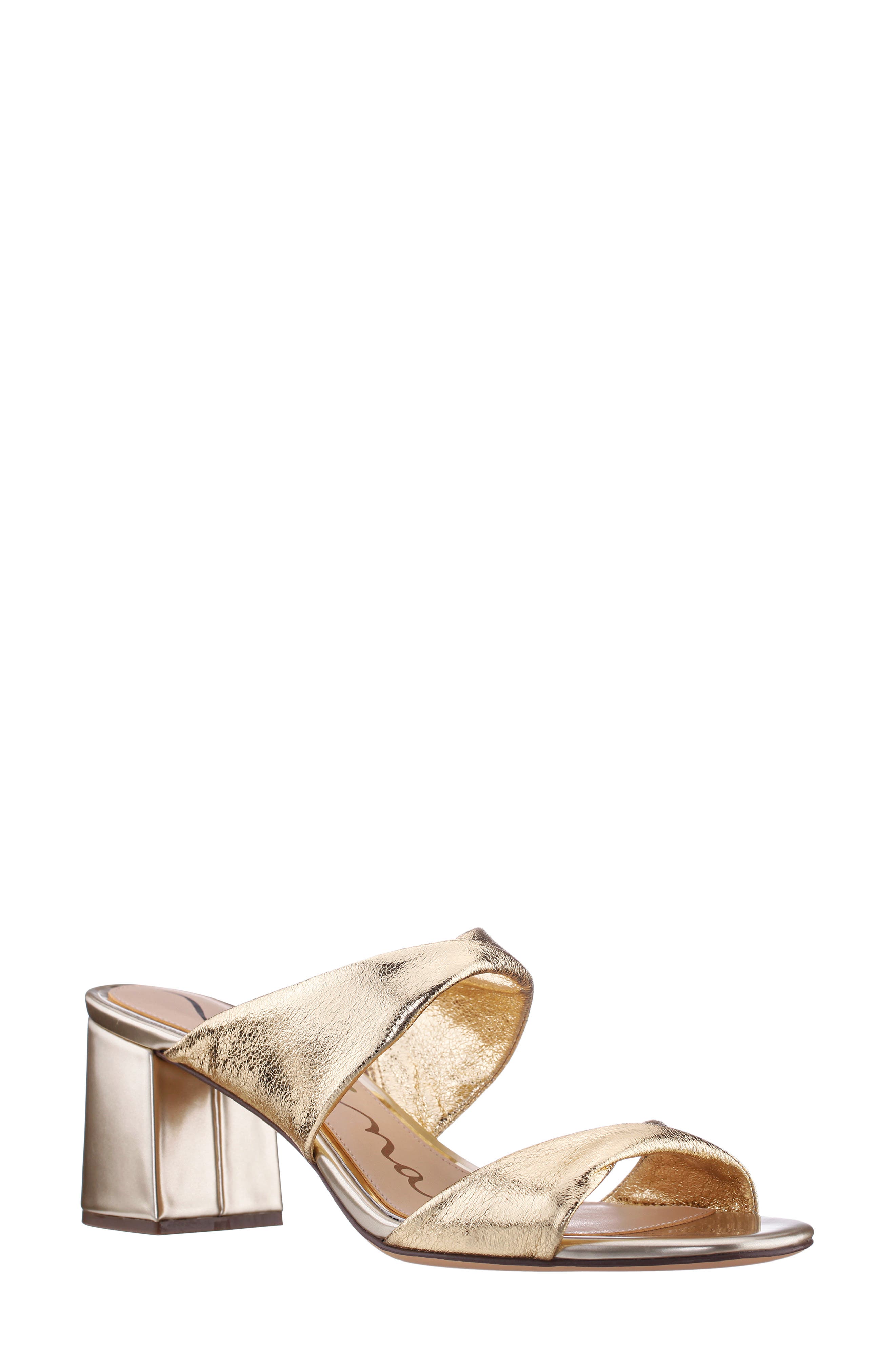 Nina Bassie Block Heel Slide Sandal, Main, color, Gold Sft