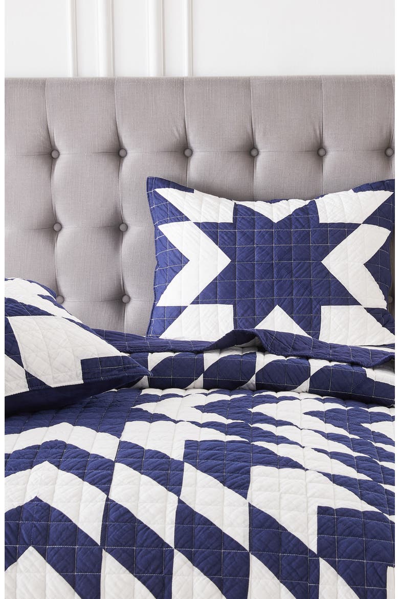Star Patch Patchwork Quilt Set, Alternate, color, BLUE