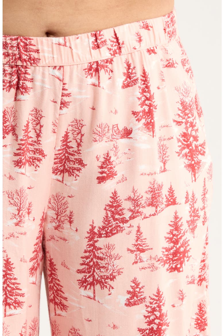 Cozy Cotton Blend Flannel Pajamas, Alternate, color, PINK- RED SPRUCE TOILE