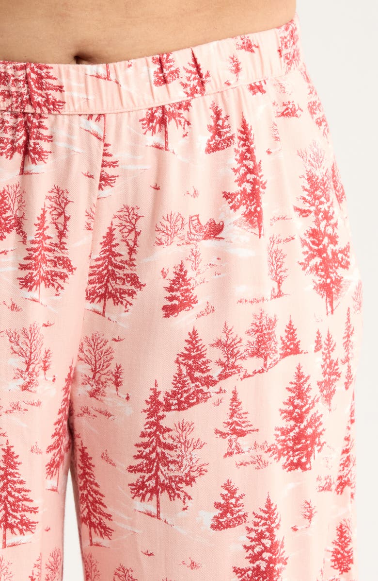 Nordstrom Cozy Cotton Blend Flannel Pajamas, Alternate, color, Pink- Red Spruce Toile