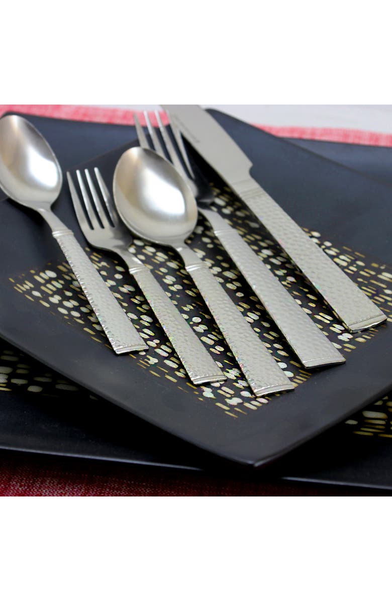 Gibson Home Prato 65 Piece Flatware Set with Wire Caddy, Alternate, color, Metallic Silver