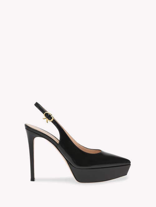 Gianvito Rossi Dasha 115 Patent Leather Platform Slingback Pumps In Black