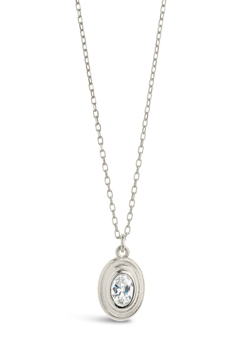 Betsy Oval Cubic Zirconia Pendant Necklace, Alternate, color, SILVER