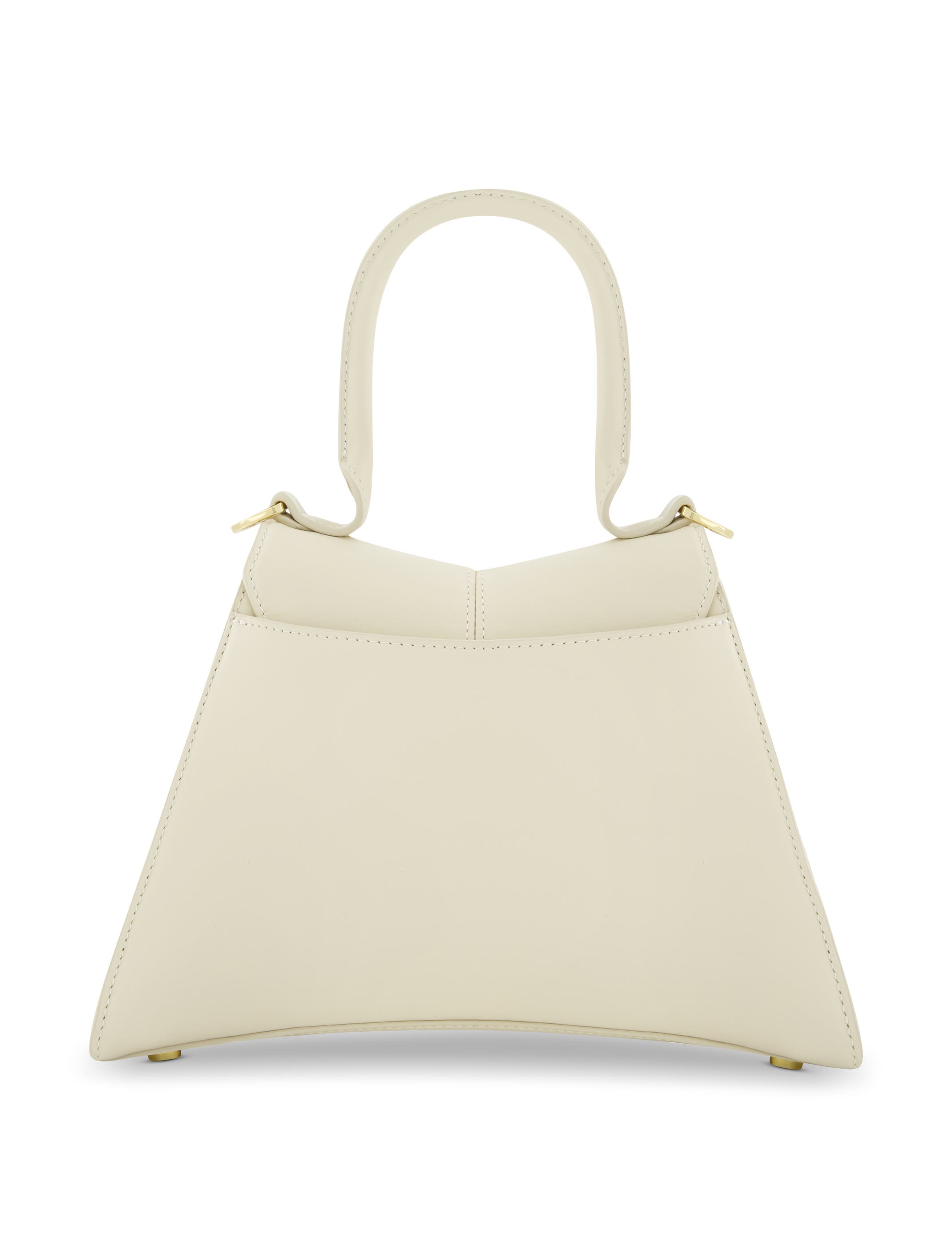 Gold Hardware Detail Angular Top Handle Small Leather Handbag, Alternate, color, Ecru