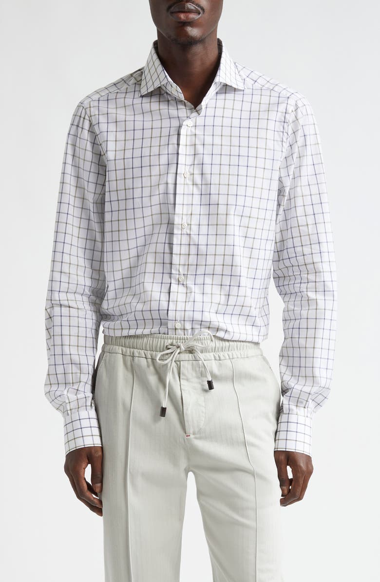 ISAIA Button-Up Shirt, Main, color, White Blue