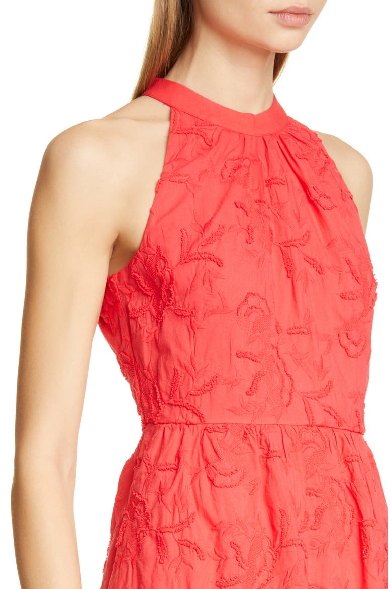 Lorene Embroidered Skater Minidress, Alternate, color, RED