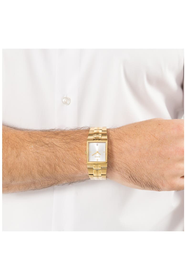 Strivo Goldtone Tank Bracelet Watch, 25.6mm x 28mm, Alternate, color, SILVER