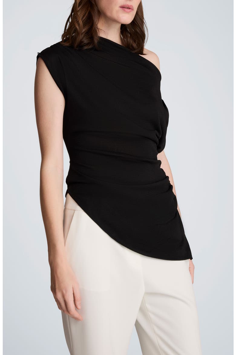 Asymmetric Hem One-Shoulder Sweater, Alternate, color, BLACK