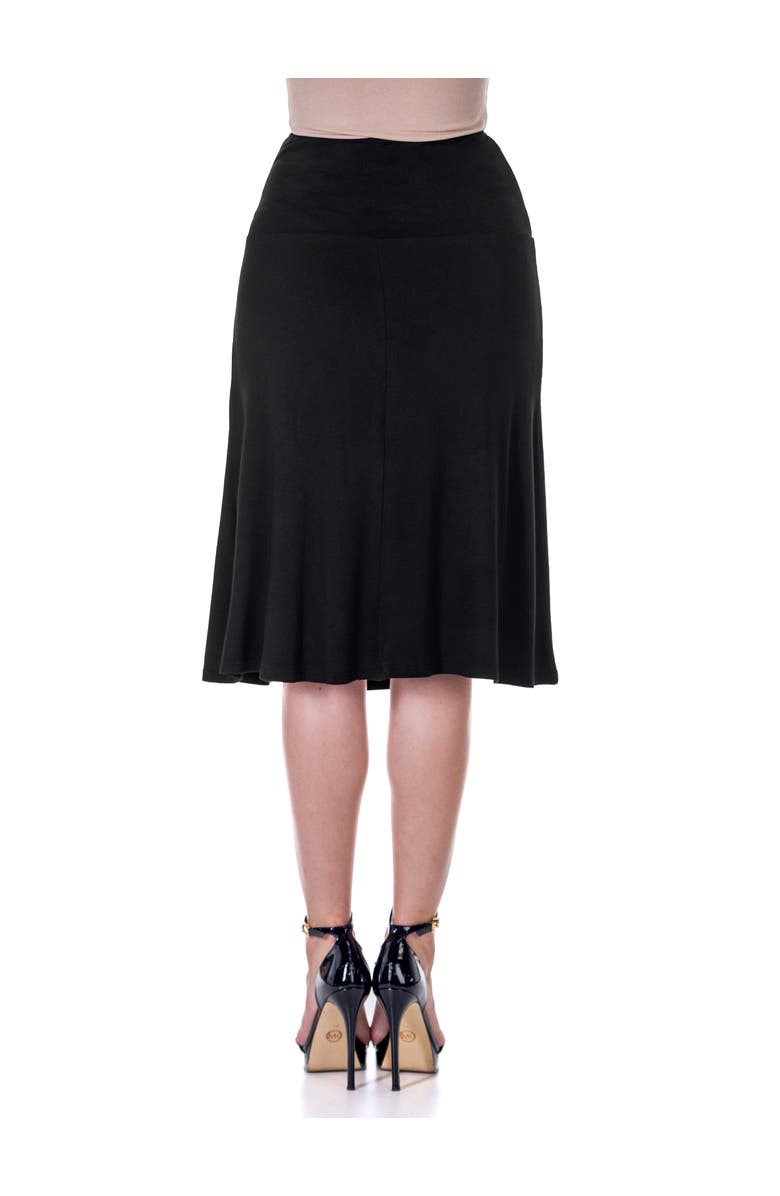 24seven Comfort Apparel A-LINE Elastic Waist Knee Length Skirt, Alternate, color, Black
