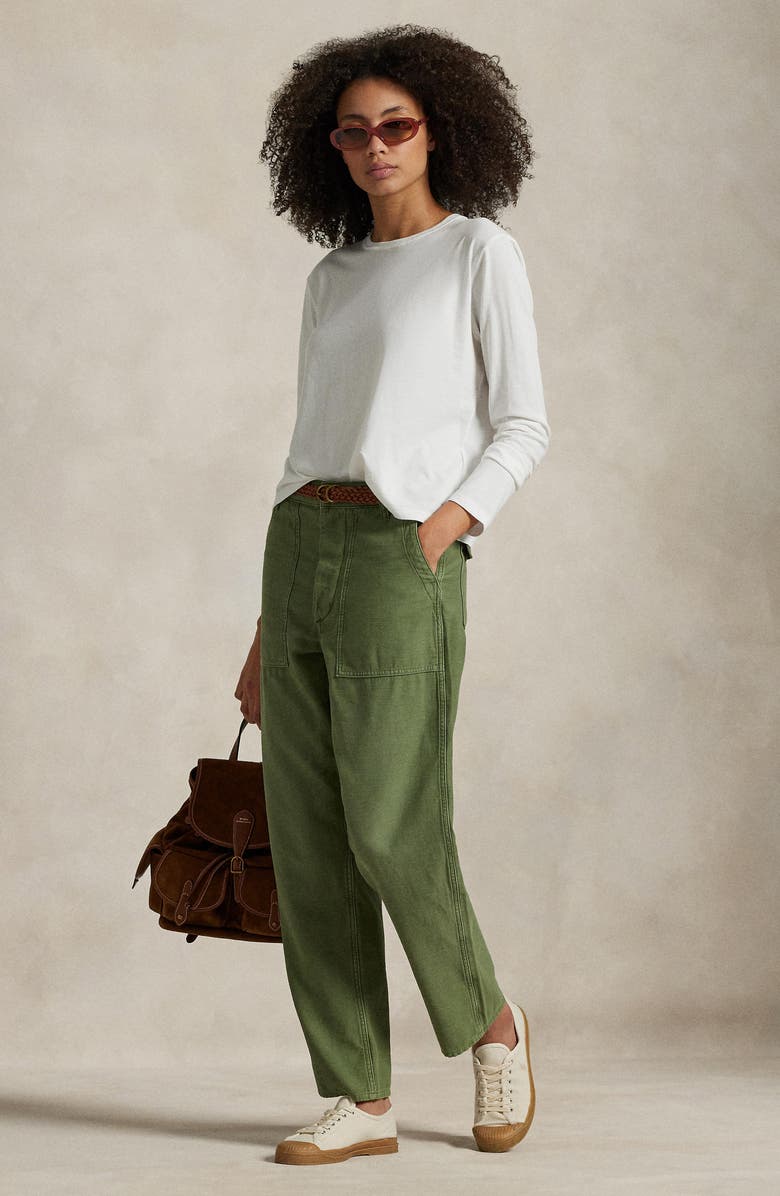 Polo Ralph Lauren Ricky Cotton Sateen Utility Pants, Alternate, color, Olive