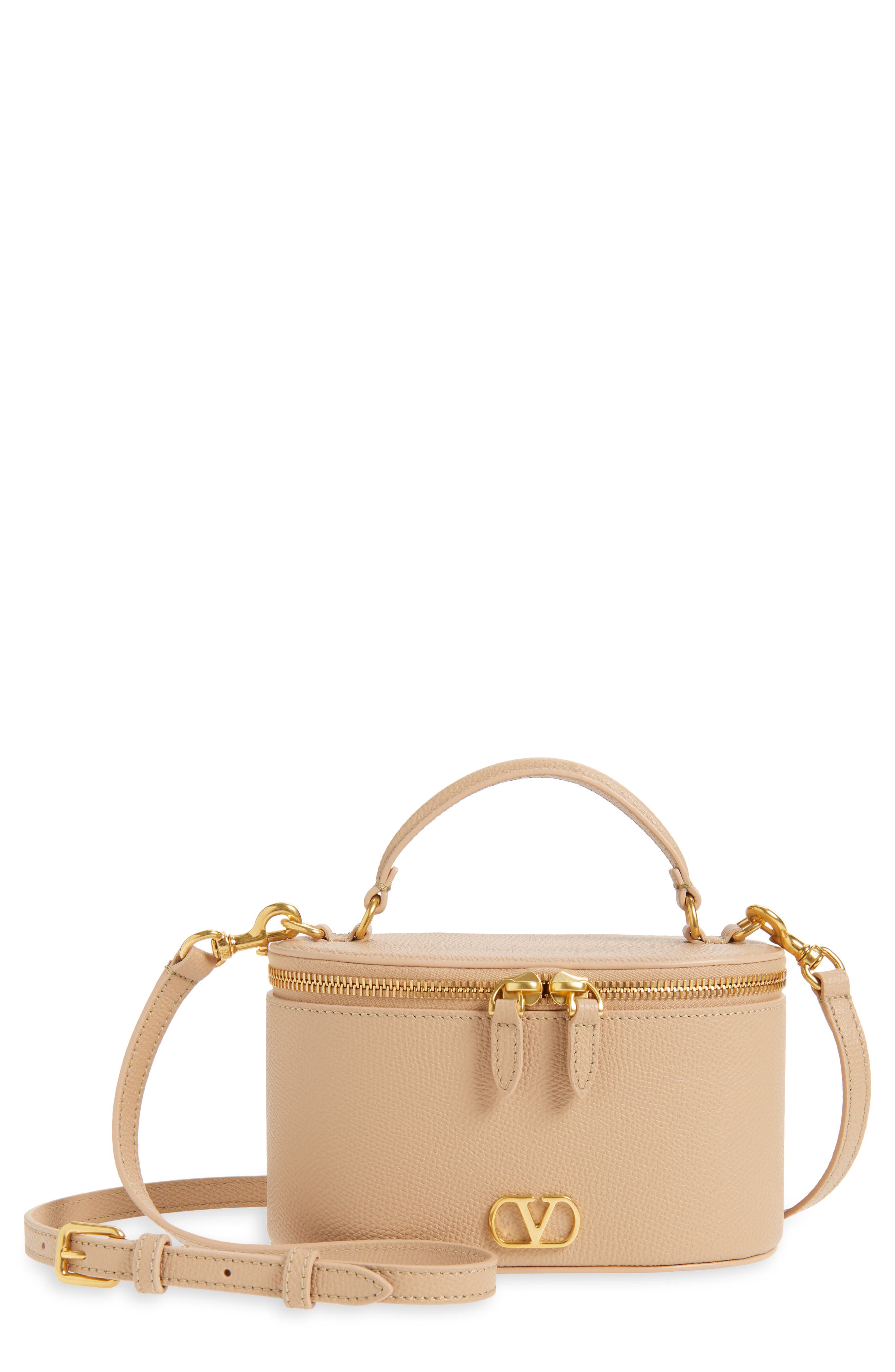 Valentino Garavani VLOGO Signature Leather Vanity Case, Main, color, Rose