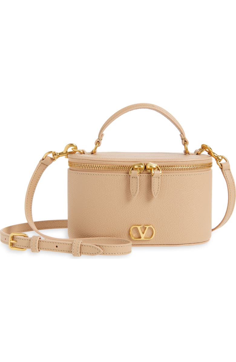 Valentino Garavani VLOGO Signature Leather Vanity Case, Main, color, Rose