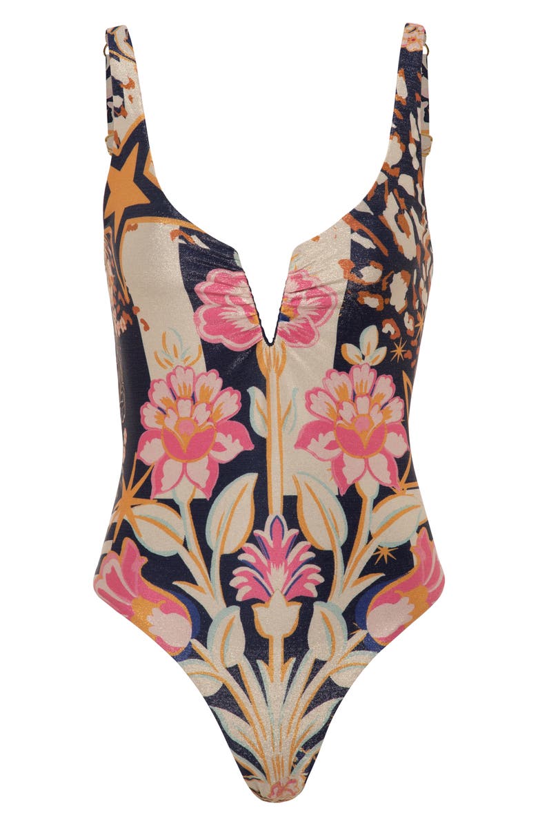Maaji Patchwork Rose Cassidy Reversible One-Piece Swimsuit, Alternate, color, Beige Overflow
