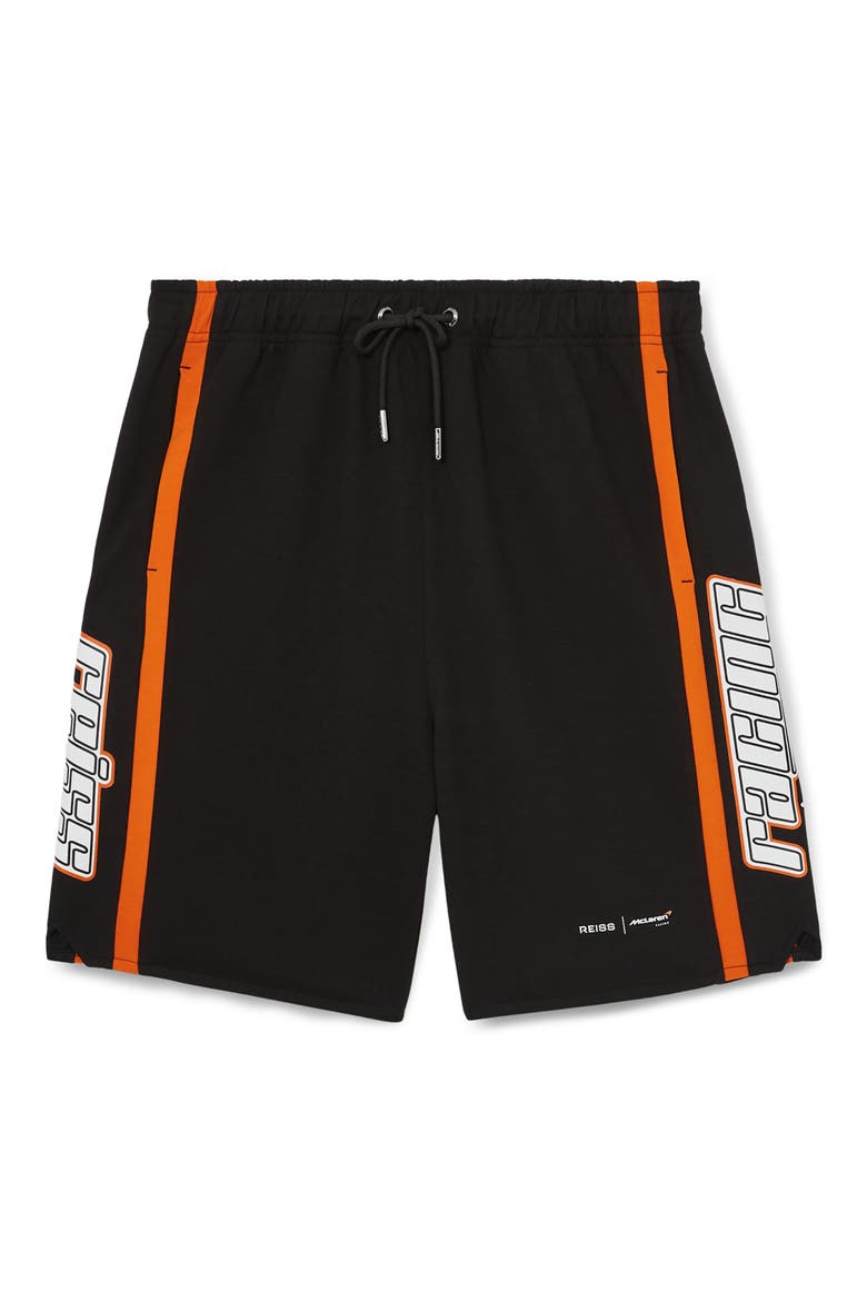 x McLaren Ride Side Stripe Drawstring Shorts, Alternate, color, BLACK