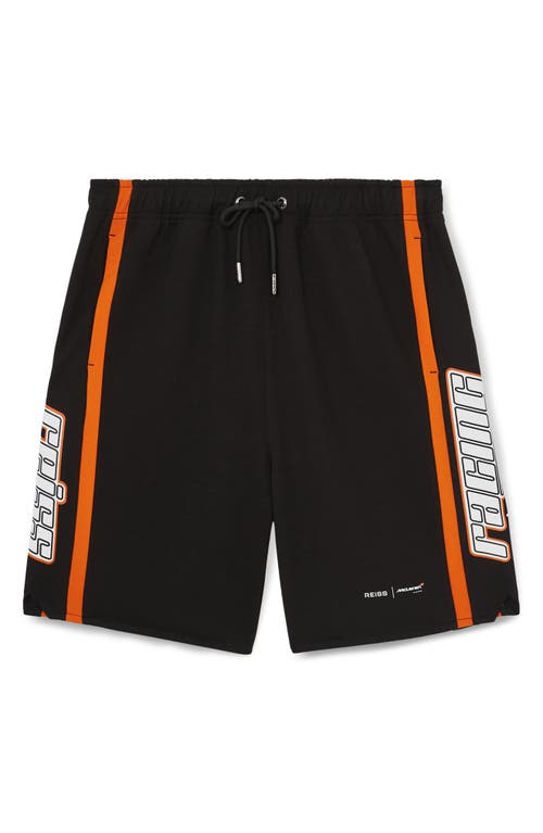 Reiss X Mclaren Ride Side Stripe Drawstring Shorts In Animal Print