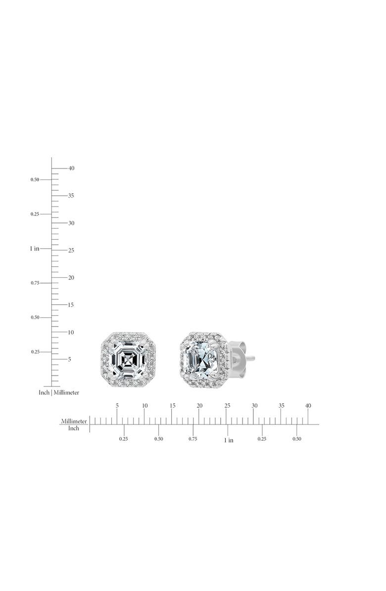 Crislu Asscher-Cut Cubic Zirconia Stud Earrings, Alternate, color, Pure Platinum/ Clear Stone