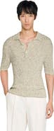 SANDRO Marl cotton knit polo shirt