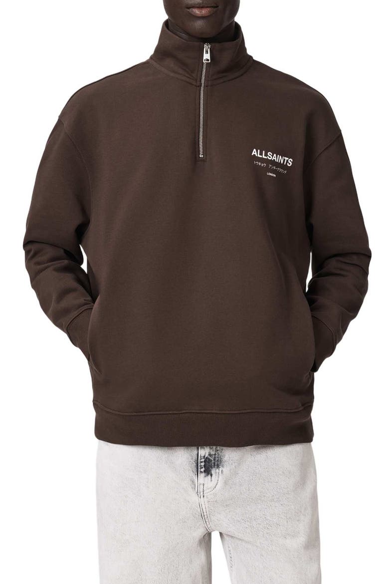 Underground Oversize Half Zip Pullover, Main, color, BITTER BROWN