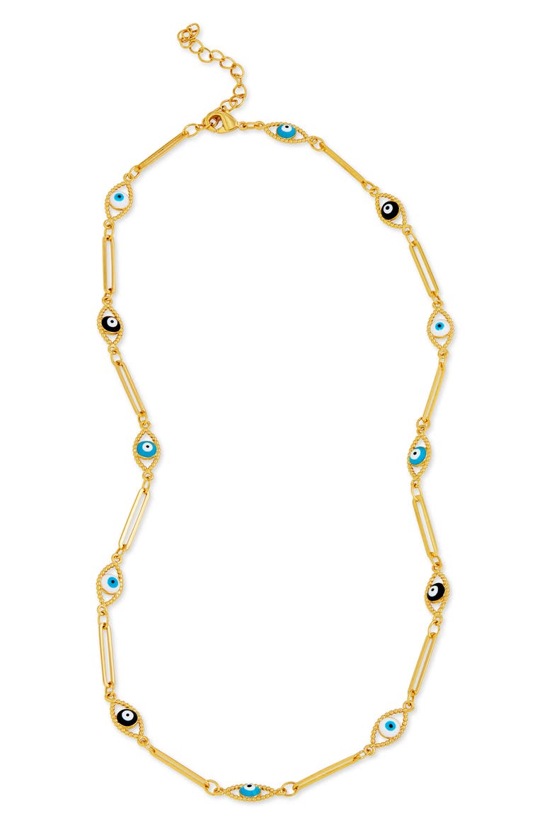 Evil Eye Bar Chain Necklace, Main, color, YELLOW