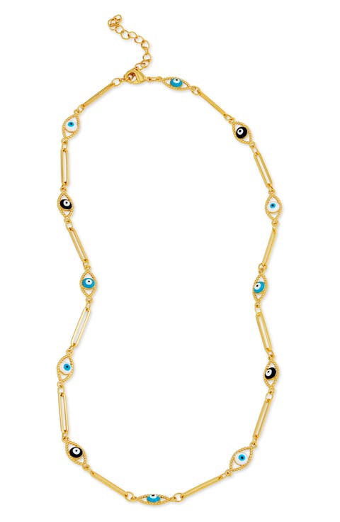 Evil Eye Bar Chain Necklace