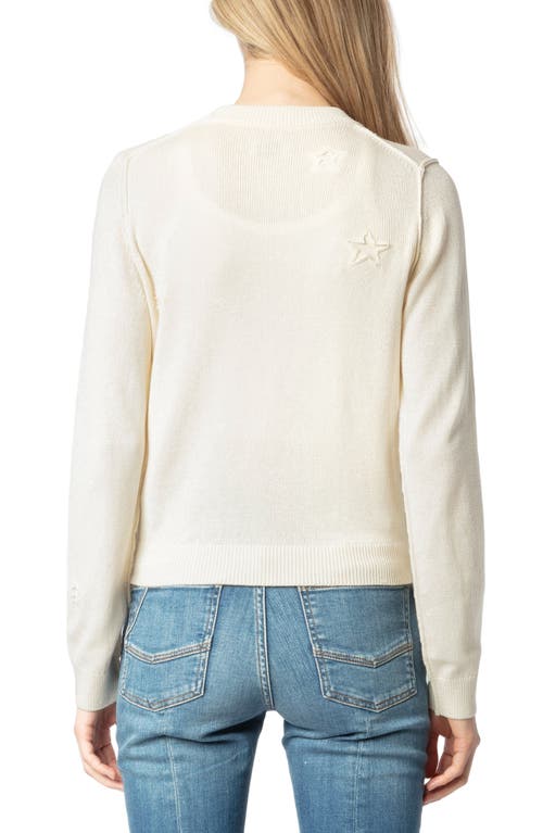 Zadig & Voltaire Alpha Star Intarsia Silk & Cashmere Cardigan In Ecru