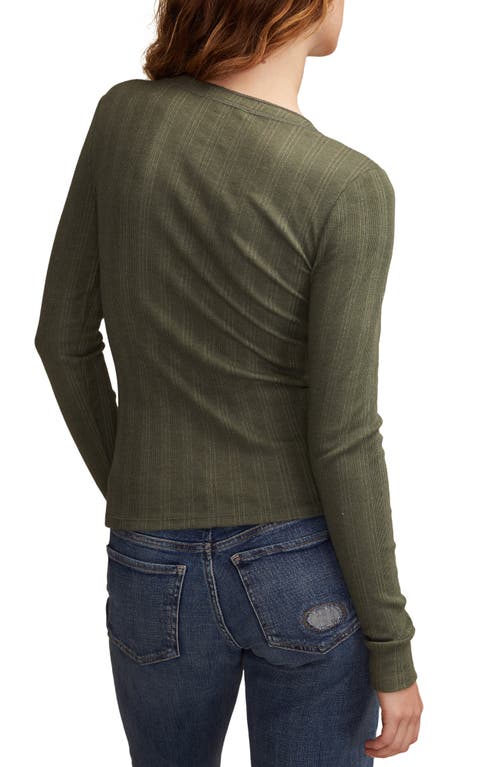 Lucky Brand Ribbed Henley In Green
