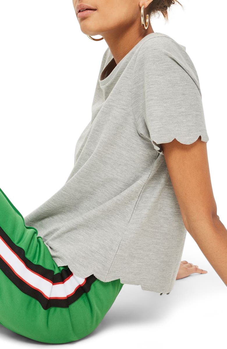 Topshop Scallop Hem Tee, Alternate, color, 