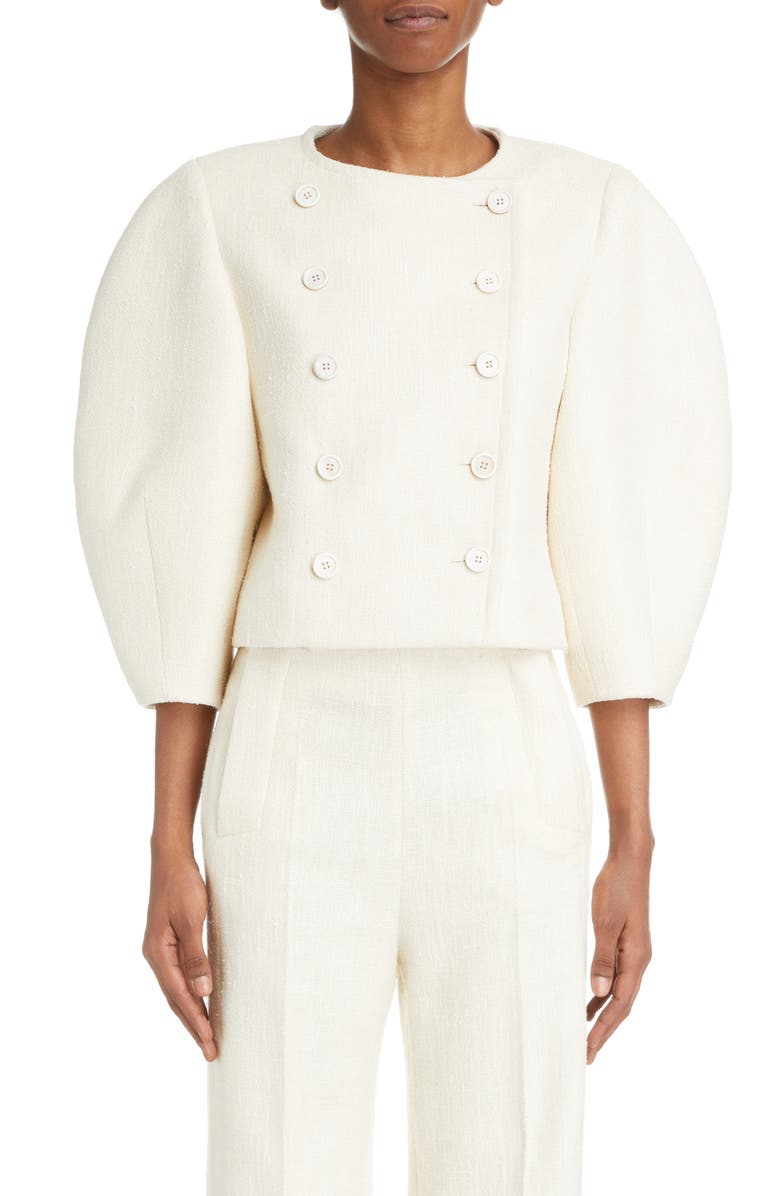 Chloé Silk & Wool Blend Lantern Sleeve Jacket, Main, color,