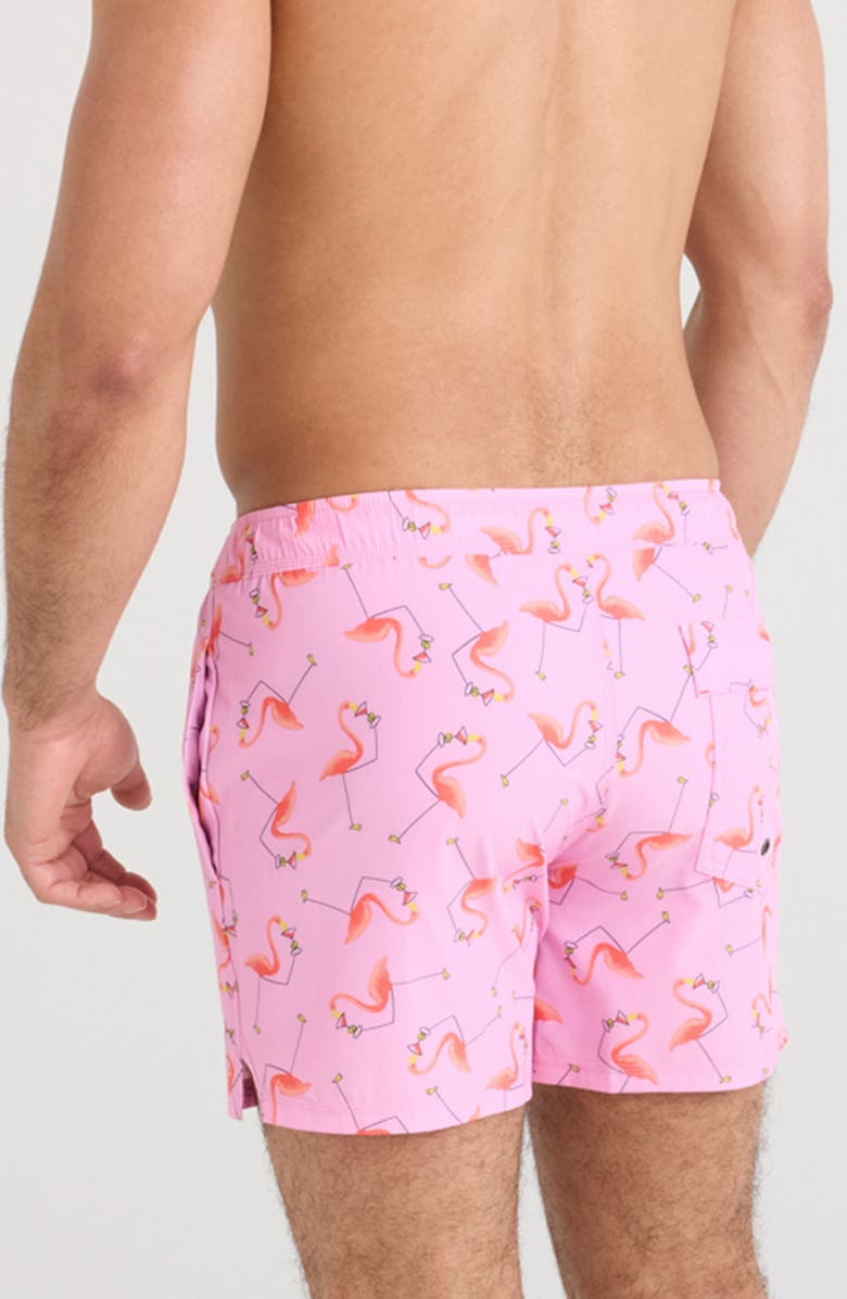 SAXX Oh Buoy 2N1 5-Inch Volley Swim Trunks, Alternate, color, Drinko Flamingo-Taffy