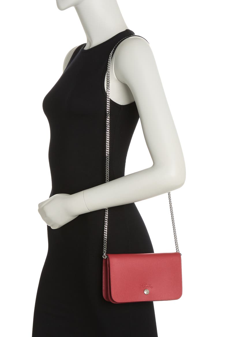 Le Pliage Neo Wallet on a Chain, Alternate, color, RED