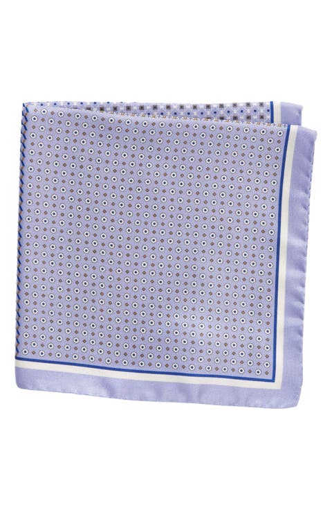 Geometric Print Silk Pocket Square