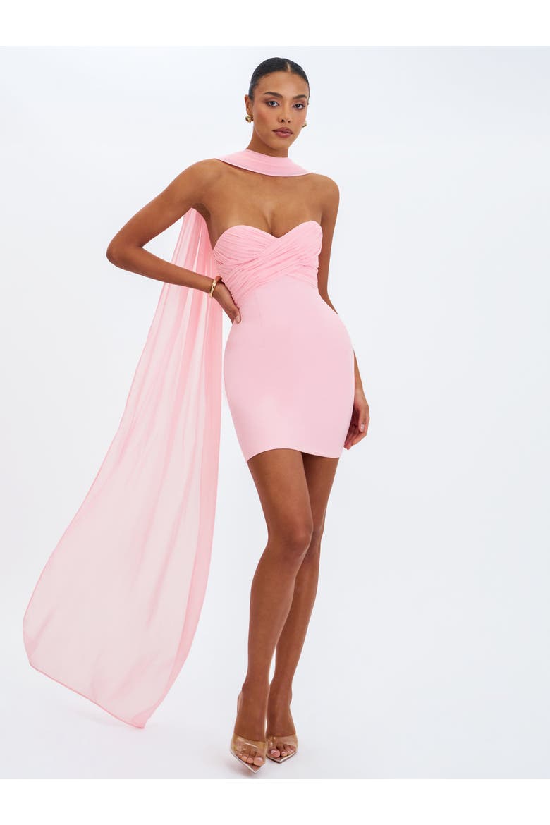 Olivia Strapless Crossover Mini Dress, Alternate, color, Pink